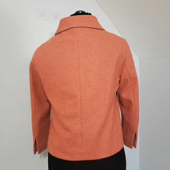 Akris Punto Wool Orange Marled Hidden Button Pocket Suit Jacket Blazer Size 10 - Picture 3 of 12